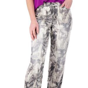 LOGO by Lori Goldstein Gray Abstract Cropped Jeans